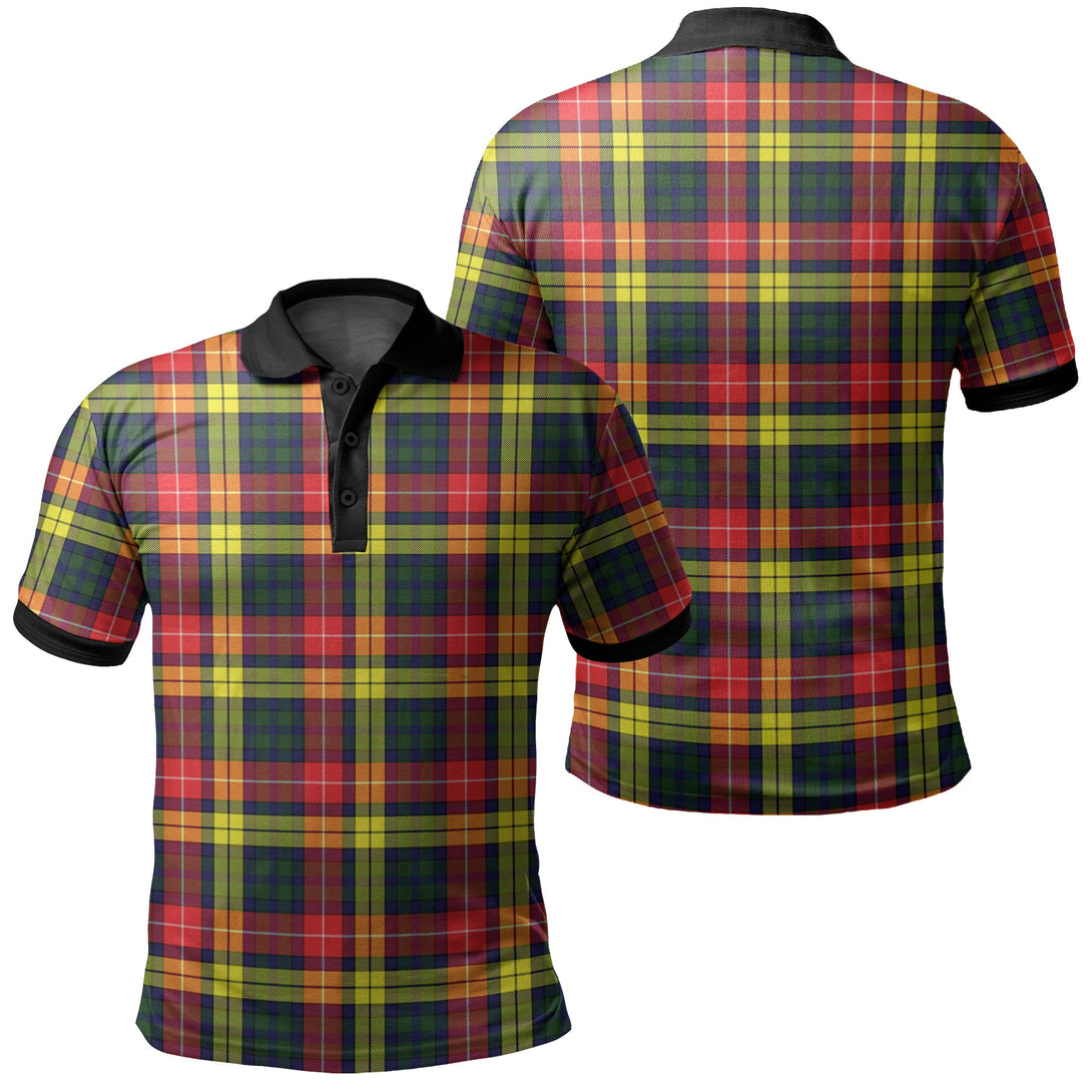 Buchanan Modern Tartan Classic Polo Shirt Black Neck 2 Style