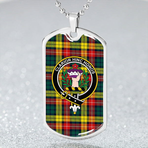 Buchanan Modern Clan Badge Classic Tartan Dog Tag Necklace