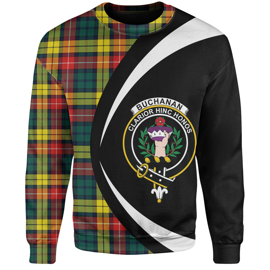 Buchanan Modern Clan Badge Tartan Sweatshirt Circle Style Personalized