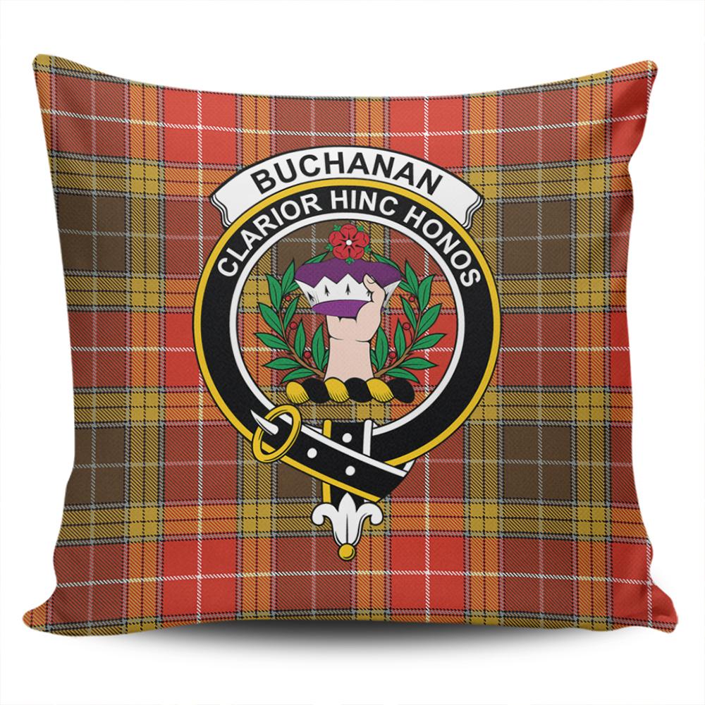 Buchanan Old Set Weathered Tartan Classic Crest Pillow Cover