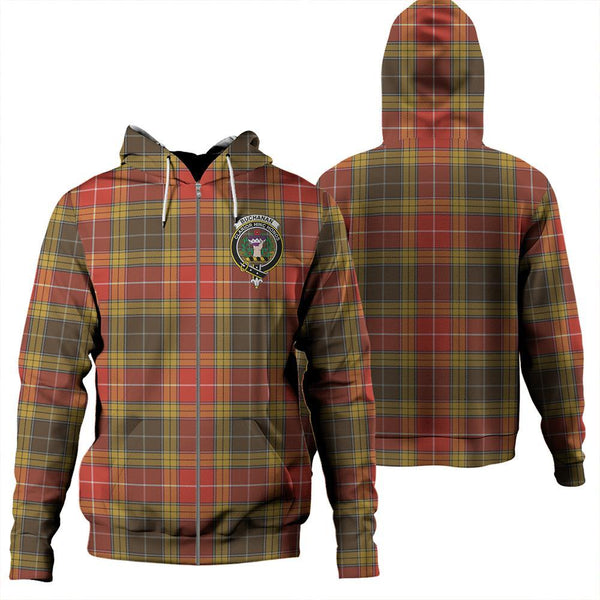 Buchanan Old Set Weathered Tartan Classic Crest Zipper Hoodie