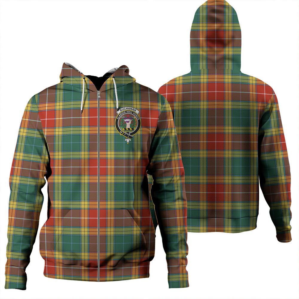 Buchanan Old Sett Tartan Classic Crest Zipper Hoodie | Celticprime.com ...