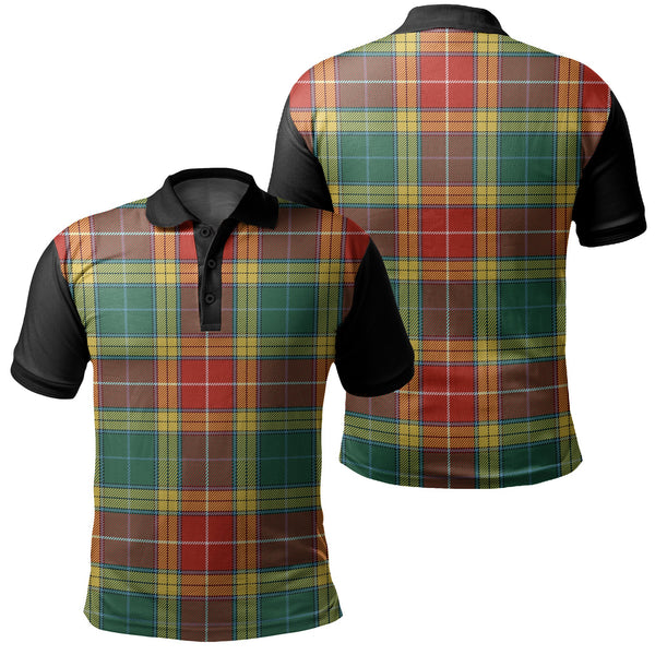 Buchanan Old Set Weathered Tartan Classic Polo Shirt Black Neck 1 Style