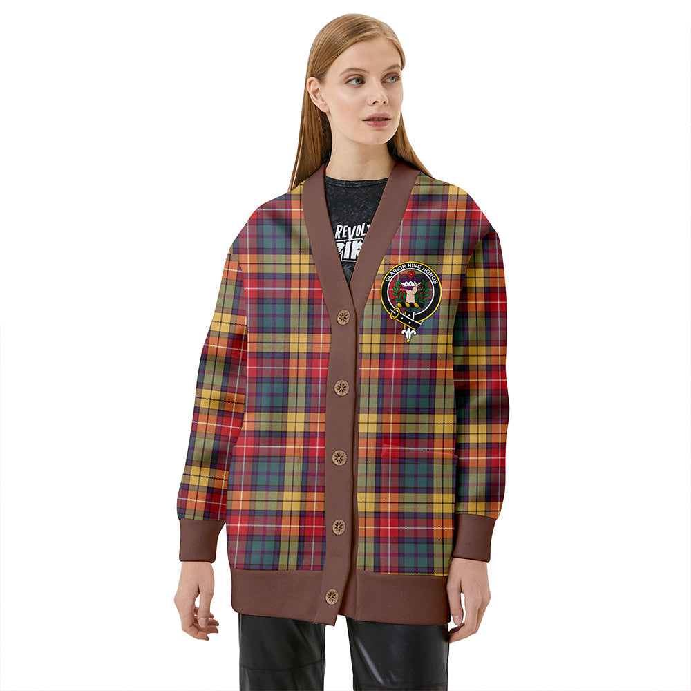 Buchanan Weathered Clan Badge Tartan V-neck Cardigan