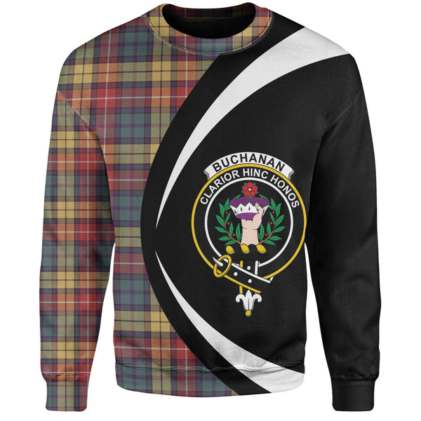 Buchanan Weathered Clan Badge Tartan Sweatshirt Circle Style Personalized