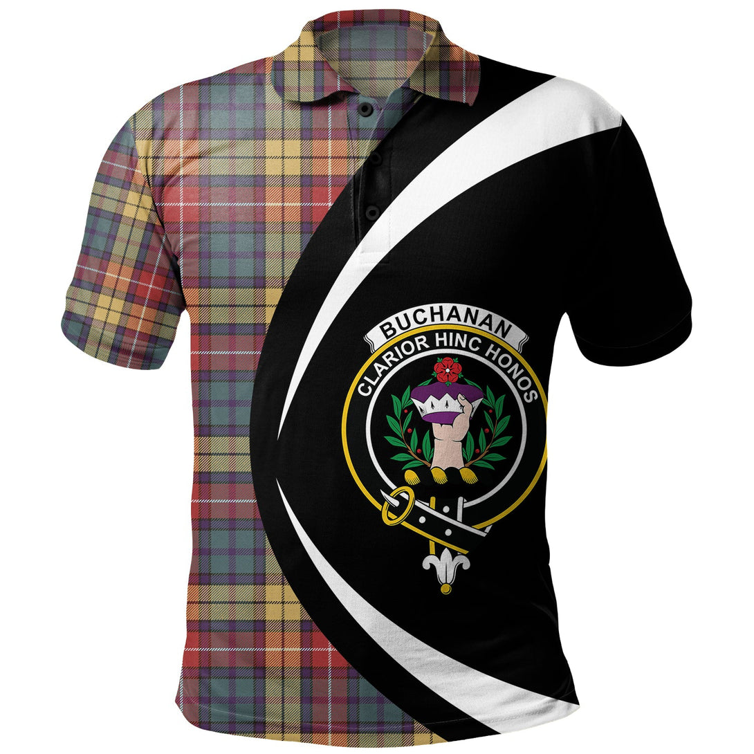 Buchanan Weathered Clan Badge Tartan Polo Shirt Circle Style Personalized