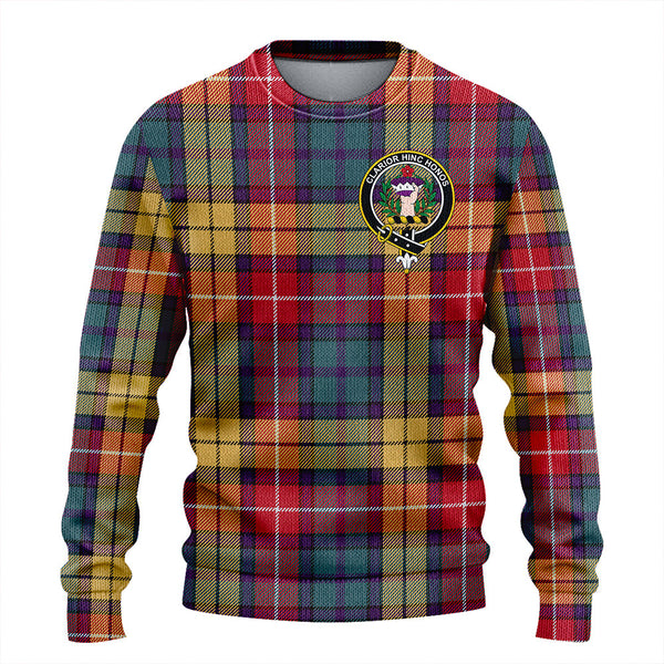 Buchanan Weathered Clan Badge Tartan Knitted Sweater