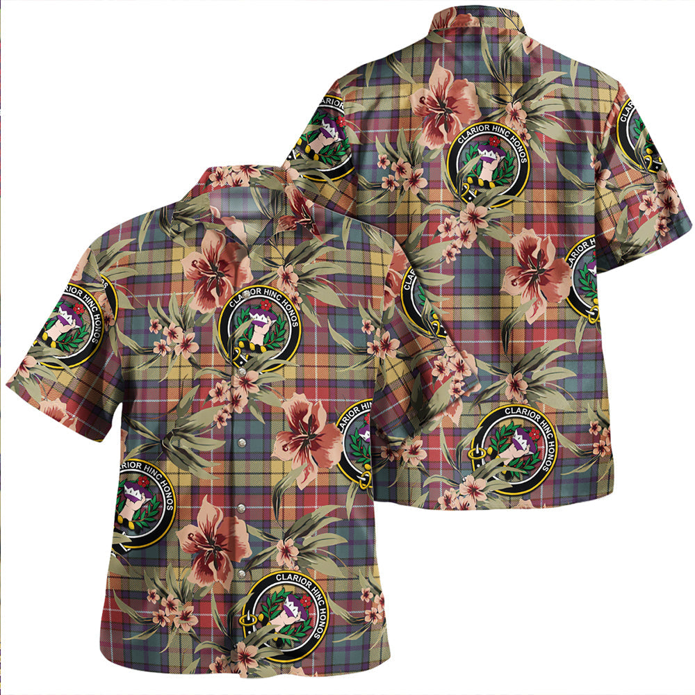 Buchanan Weathered Clan Badge Tartan Aloha Hawaiian Shirt Tropical Old Style