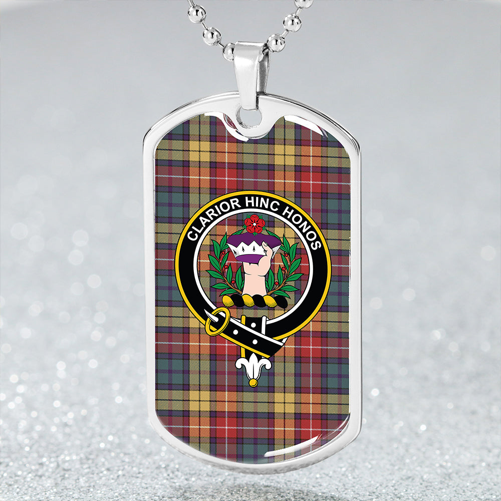 Buchanan Weathered Clan Badge Classic Tartan Dog Tag Necklace