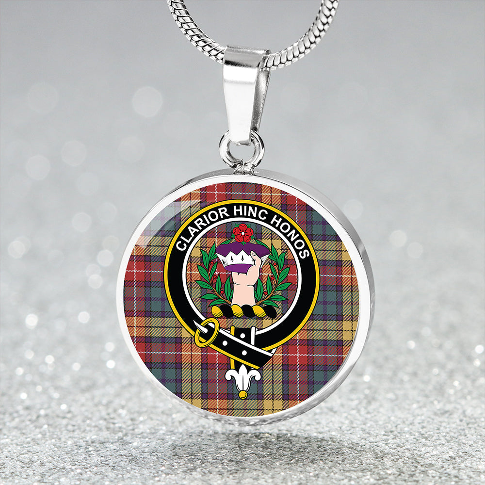 Buchanan Weathered Clan Badge Tartan Classic Circle Necklace