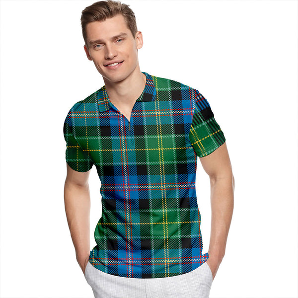 Bullman Ancient Tartan Classic Lapel Zip Short Sleeve Polo