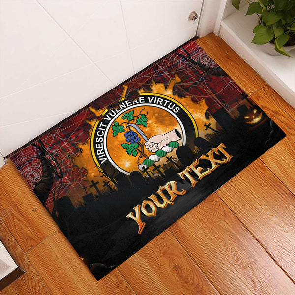 Burnett of Leys Modern Clan Badge Tartan Personalize Doormat Happy Halloween Style