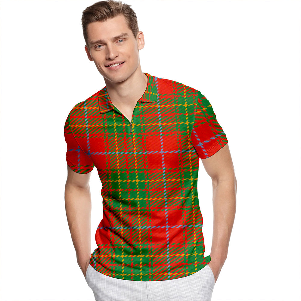 Burnett Ancient Tartan Classic Lapel Zip Short Sleeve Polo