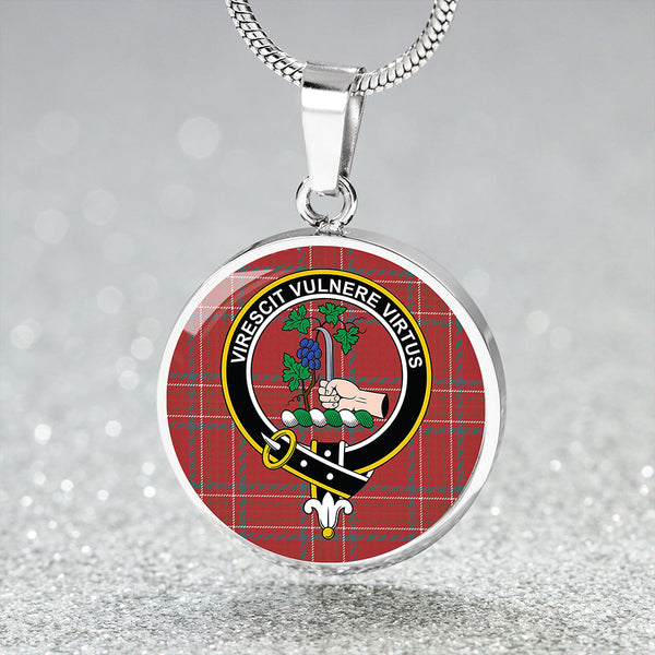 Burnett Hunting Weathered Clan Badge Tartan Classic Circle Necklace