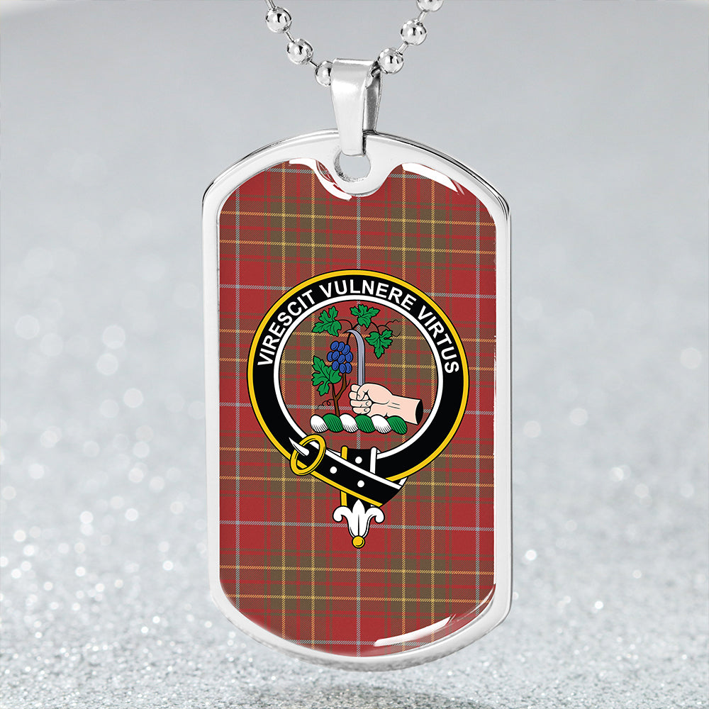 Burnett Weathered Clan Badge Classic Tartan Dog Tag Necklace