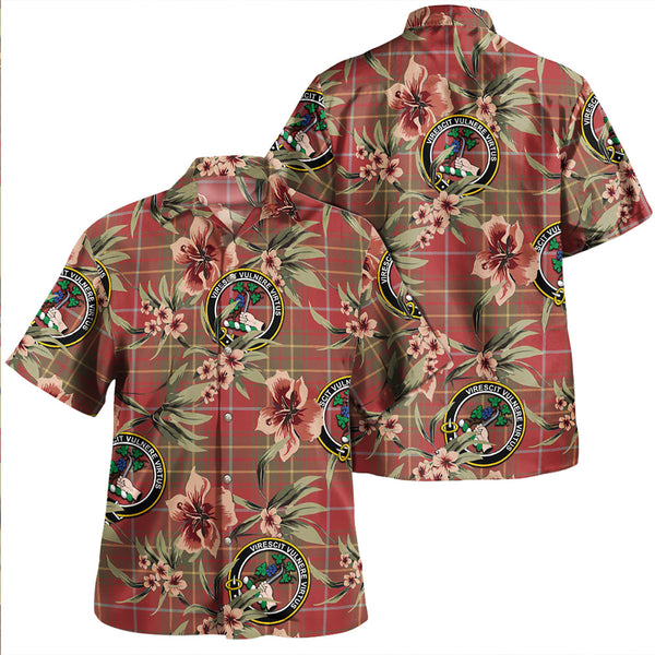 Burnett Weathered Clan Badge Tartan Aloha Hawaiian Shirt Tropical Old Style