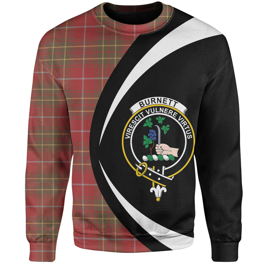 Burnett Weathered Clan Badge Tartan Sweatshirt Circle Style Personalized