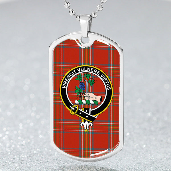 Burnett of Leys Ancient Clan Badge Classic Tartan Dog Tag Necklace