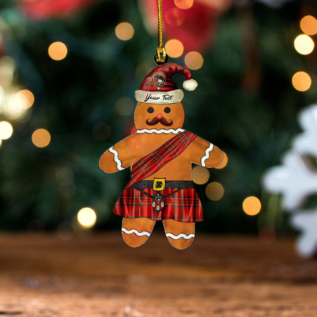 Burnett of Leys Ancient Clan Badge Tartan Wood Acrylic Ornament Gingerbread Scotland Warrior Personalized