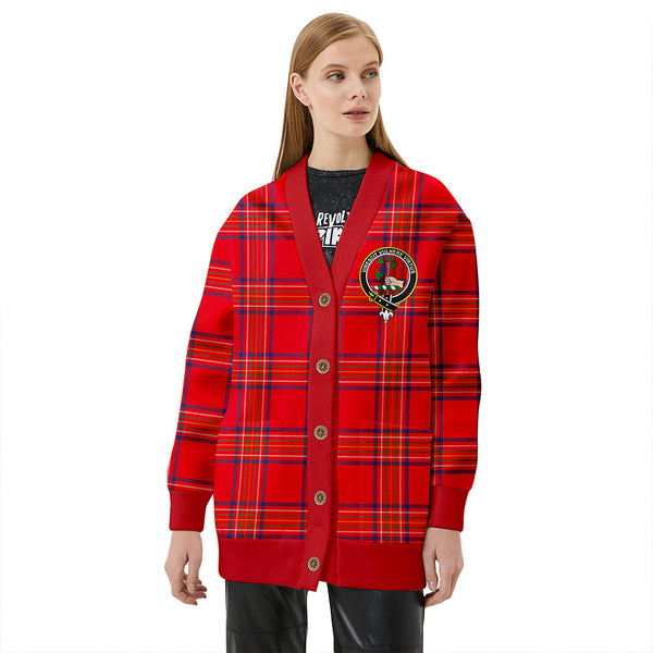 Burnett of Leys Modern Clan Badge Tartan V-neck Cardigan