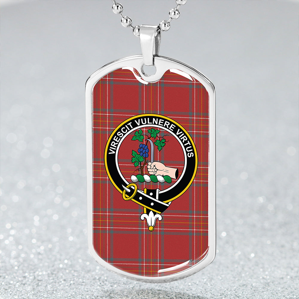 Burnett of Leys Weathered Clan Badge Classic Tartan Dog Tag Necklace