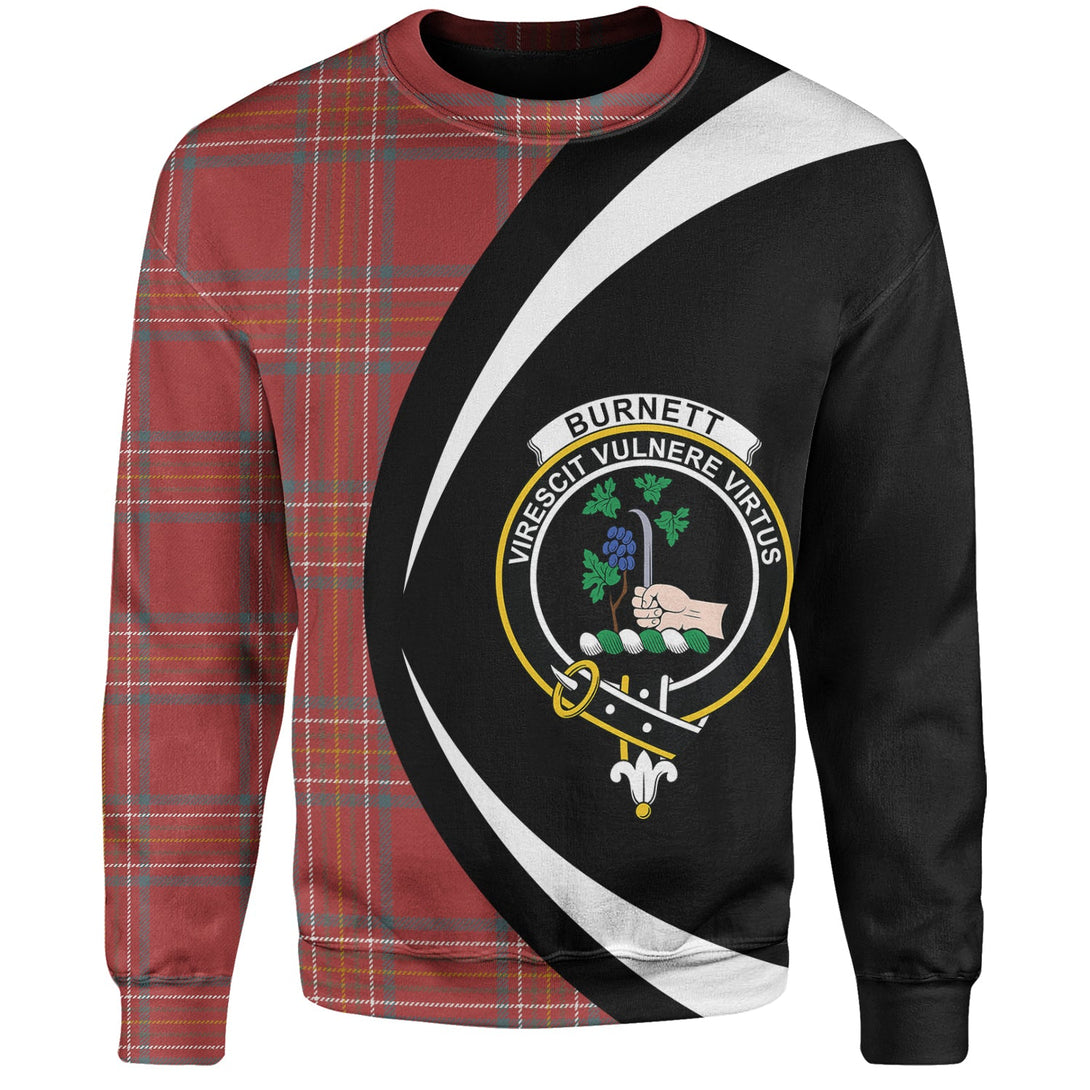 Burnett of Leys Weathered Clan Badge Tartan Sweatshirt Circle Style Personalized