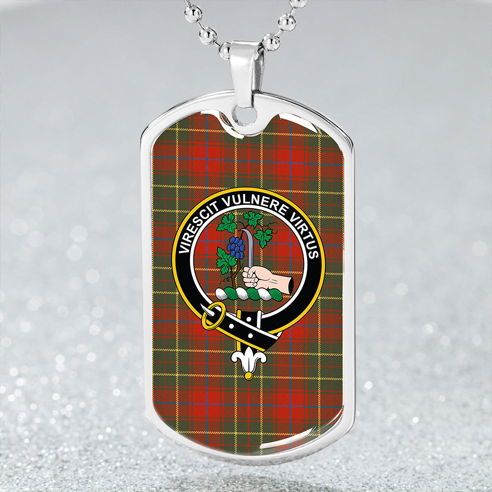 Burnett of Powis Ancient Clan Badge Classic Tartan Dog Tag Necklace