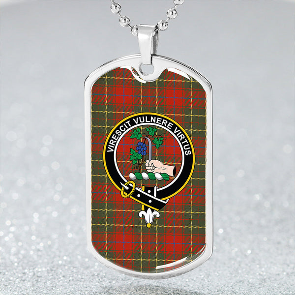 Burnett of Powis Ancient Clan Badge Classic Tartan Dog Tag Necklace