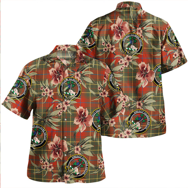 Burnett of Powis Ancient Clan Badge Tartan Aloha Hawaiian Shirt Tropical Old Style