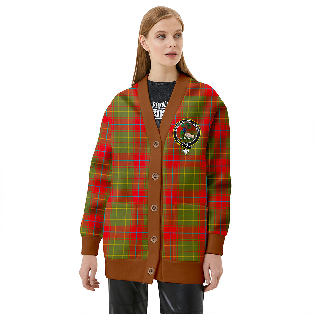 Burnett of Powis Modern Clan Badge Tartan V-neck Cardigan