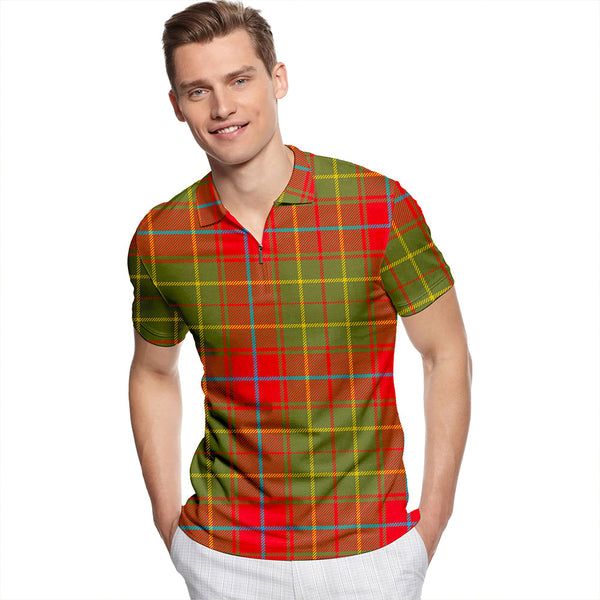 Burnett of Powis Modern Tartan Classic Lapel Zip Short Sleeve Polo