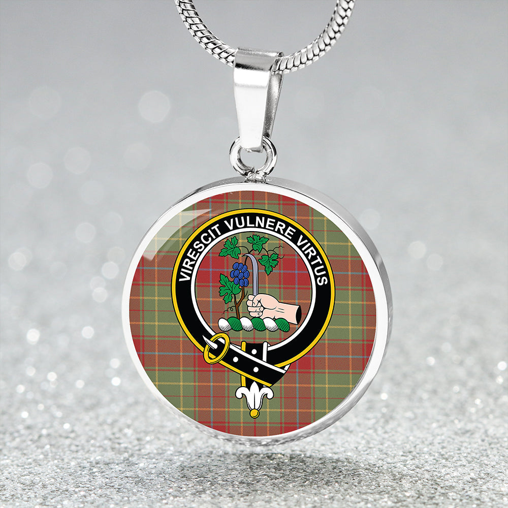 Burnett of Powis Weathered Clan Badge Tartan Classic Circle Necklace