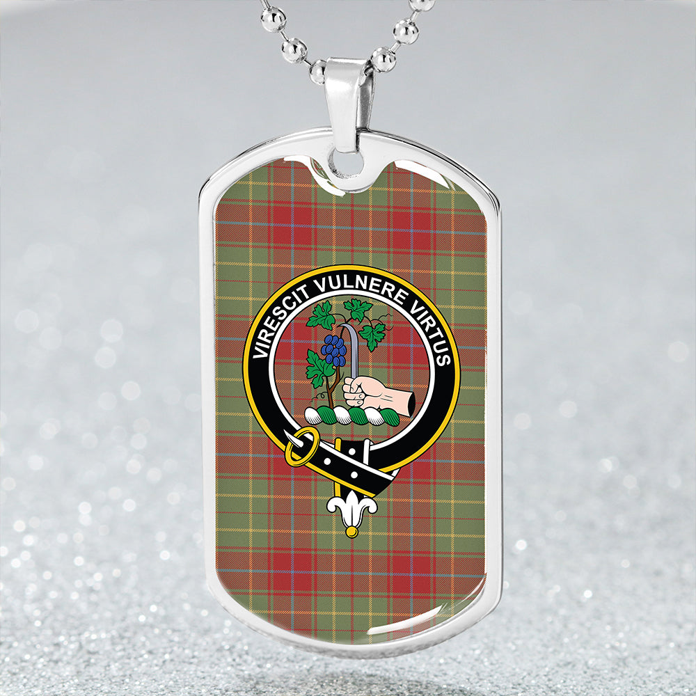 Burnett of Powis Weathered Clan Badge Classic Tartan Dog Tag Necklace