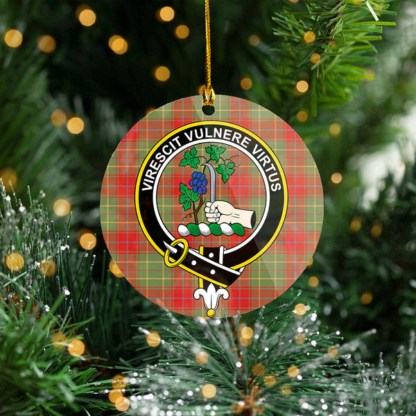 Burnett of Powis Weathered Clan Badge Tartan Plastic Christmas Ornaments