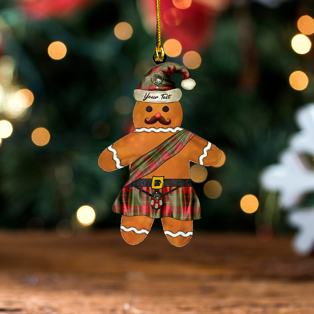 Burnett of Powis Weathered Clan Badge Tartan Wood Acrylic Ornament Gingerbread Scotland Warrior Personalized