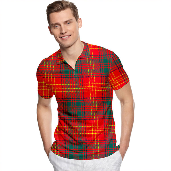 Burns 1930 Modern Tartan Classic Lapel Zip Short Sleeve Polo