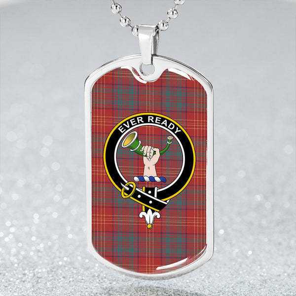 Burns 1930 Weathered Clan Badge Classic Tartan Dog Tag Necklace