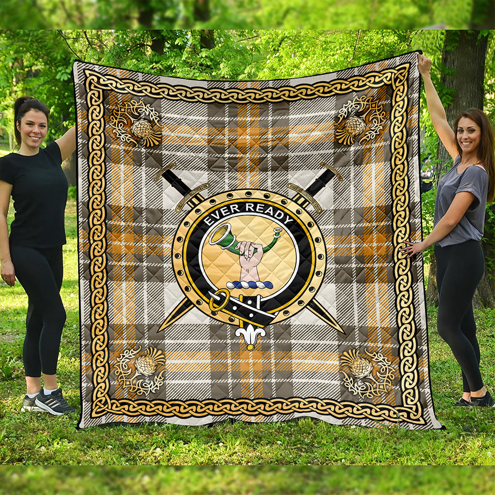 Burns Ancient Clan Badge Tartan Premium Quilt Celtic Shield