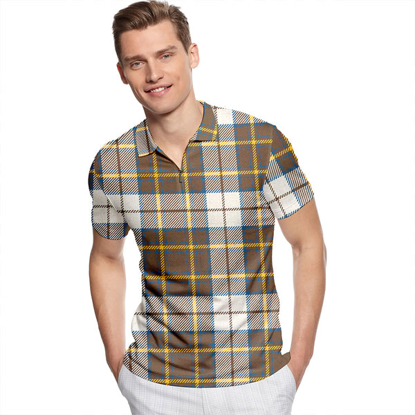 Burns Battalion Ancient Tartan Classic Lapel Zip Short Sleeve Polo