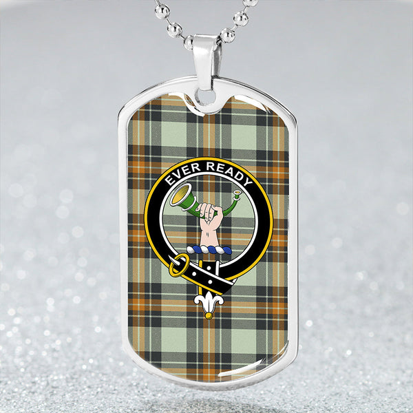 Burns Modern Clan Badge Classic Tartan Dog Tag Necklace