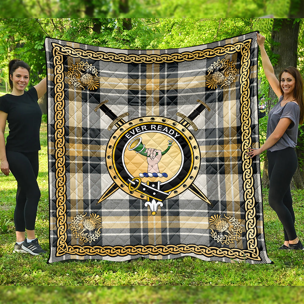 Burns Weathered Clan Badge Tartan Premium Quilt Celtic Shield