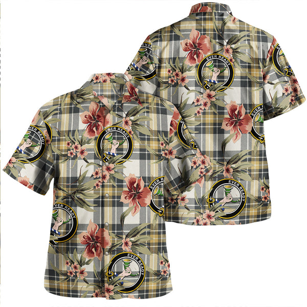 Burns Weathered Clan Badge Tartan Aloha Hawaiian Shirt Tropical Old Style