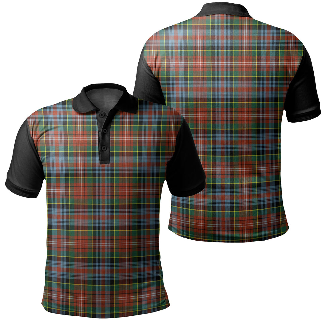 Caledonia Ancient Tartan Classic Polo Shirt Black Neck 1 Style