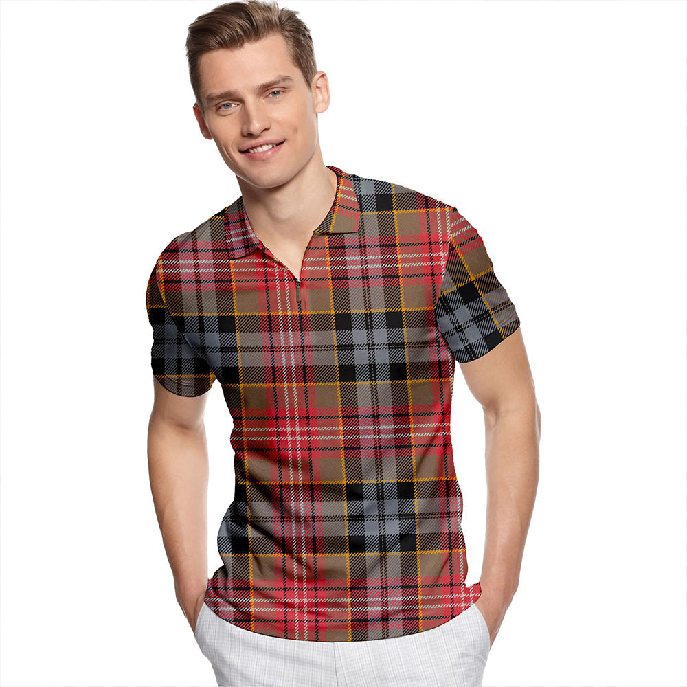 Caledonian Hunting Ancient Tartan Classic Lapel Zip Short Sleeve Polo