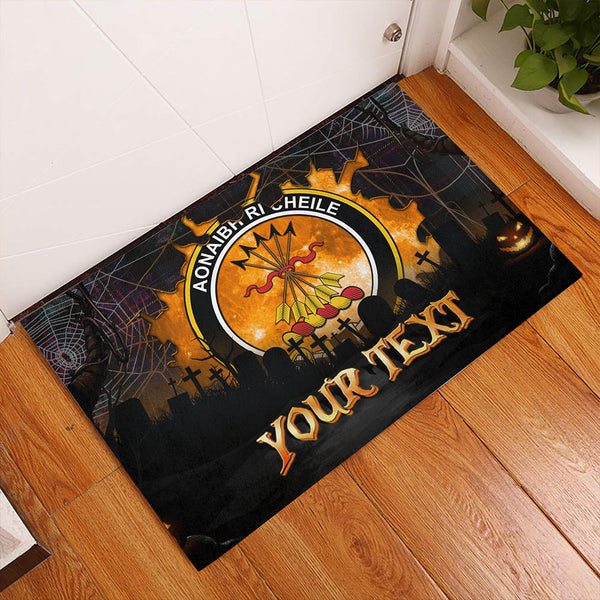 Cameron of Erracht #3 Weathered 2 Clan Badge Tartan Personalize Doormat Happy Halloween Style