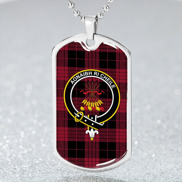 Cameron Black & Red Modern 2 Clan Badge Classic Tartan Dog Tag Necklace