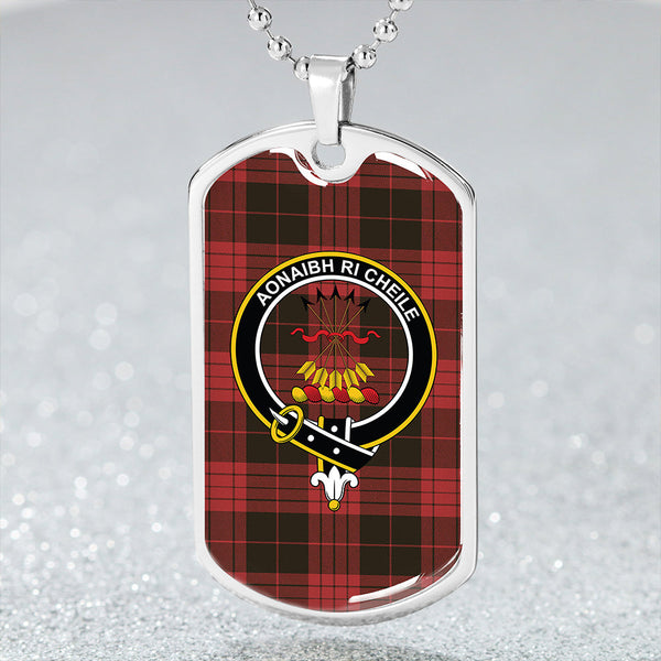 Cameron Black & Red Weathered 2 Clan Badge Classic Tartan Dog Tag Necklace