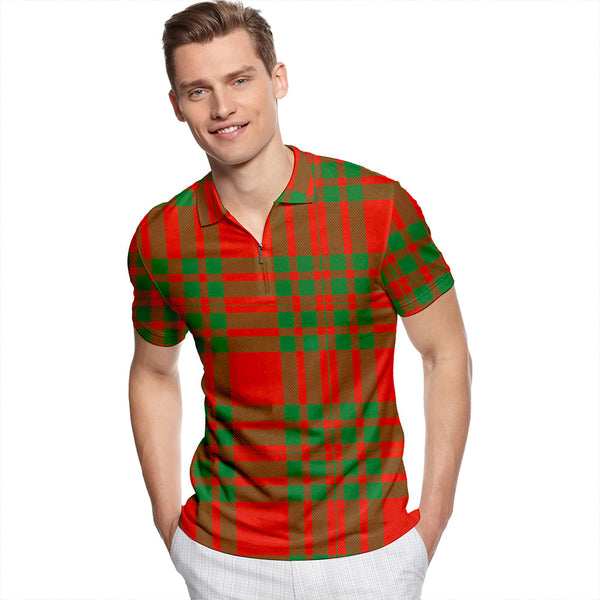 Cameron Cave Plaid Ancient Tartan Classic Lapel Zip Short Sleeve Polo