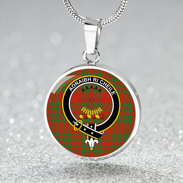 Cameron Cave Plaid Ancient 2 Clan Badge Tartan Classic Circle Necklace