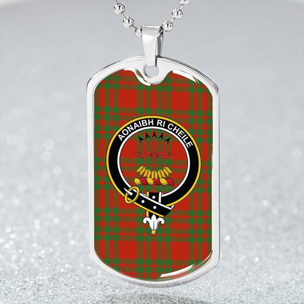 Cameron Cave Plaid Ancient 2 Clan Badge Classic Tartan Dog Tag Necklace